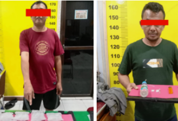 Dua tersangka narkoba yang diringkus polisi.
