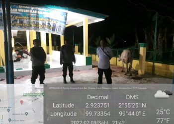 Personel Polsek Simpang Empat Gelar Patroli Blue Light di Malam Idul Adha