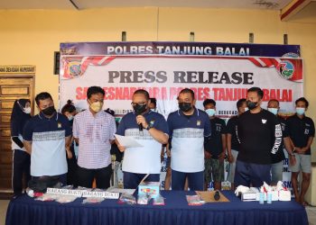 Kapolres Tanjungbalai Paparkan Kasus  Narkoba dengan 9 Tersangka
