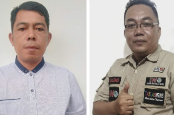 Pimred TASLABNEWS Muhiddin Hasibuan (kiri) dan Direktur TASLABNEWS Salomo Malau Gurning (kanan)
