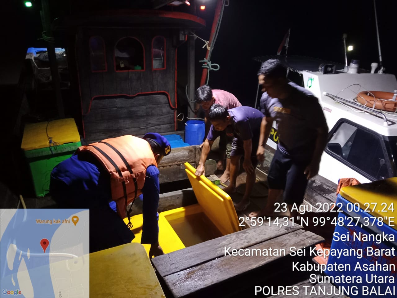 Masuk Perairan Tanjungbalai, Kapal Nelayan Tanpa Nama Diperiksa Satpol Airud