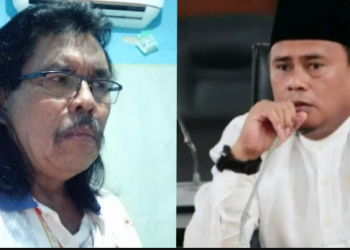 Koordinator ICW Tanjungbalai Jaringan Sihotang (kiri), Ketua Komisi C DPRD Tanjungbalai Martin Chaniago