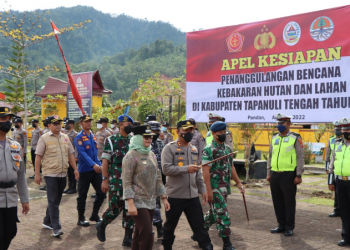 apel kesiapan penanggulangan karhutla, yang dilaksanakan di lapangan apel Mako Polres Tapanuli Tengah,