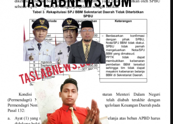 Bupati Asahan H Surya, Wakil Bupati Taufik ZA, dan Sekda Jhon Hardi serta Muhammad Syafii juga bukti temuan BPK Atas dokumen palsu pembelian BBM