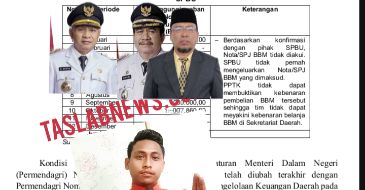 Bupati Asahan H Surya, Wakil Bupati Taufik ZA, dan Sekda Jhon Hardi serta Muhammad Syafii juga bukti temuan BPK Atas dokumen palsu pembelian BBM