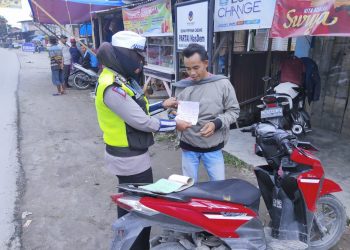 Satlantas Polres Tanjungbalai Lakukan Tilang Teguran pada 50 Pengendara Sepedamotor 