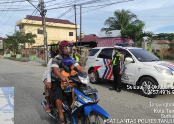 Antisipasi Pelanggaran Lalu Lintas, Satlantas Polres Tanjungbalai Laksanakan Patroli Sore