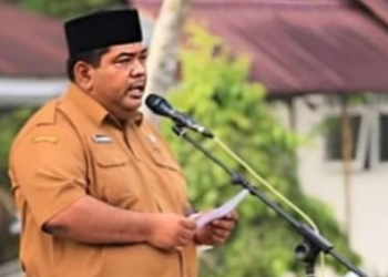 Zaid Harahap saat memimpin apel bersama sejumlah ASN.