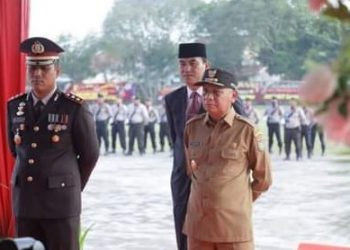 Bupati Asahan Ikuti Upacara Peringatan ke 76 Hari Bhayangkara Secara Virtual.