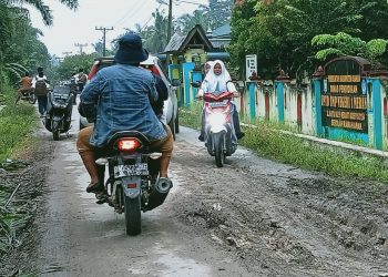Warga Desa Meranti Tuding Truk Pengakut Material Penyebab Rusaknya Jalan