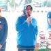 Wakil Bupati Labuhanbatu Hj Ellya Rosa Siregar saat menghadiri acara senam bersama.