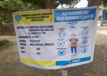 Plank proyek Peningkatan Jalan di Gang Mandiri, Dusun Sidodadi.