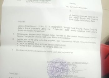 Satu Tahun Laporan Pengaduan Mengendap, Sutanto Sesalkan Kinerja Polsek Teluk Nibung Polres Tanjungbalai