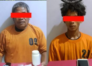 Kedua tersangka saat di kantor polisi