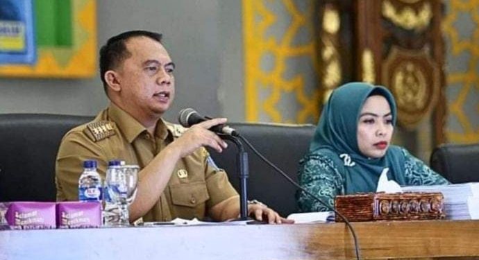 Bupati Labuhanbatu H Erik Adtrada Ritonga MKM saat memberikan sambutannya pada acara tersebut. 