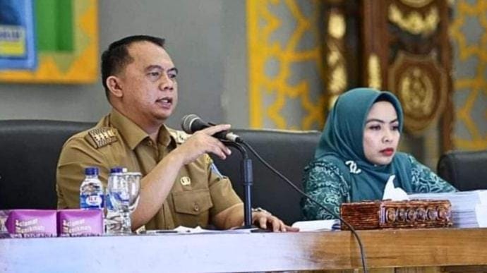 Bupati Labuhanbatu H Erik Adtrada Ritonga MKM saat memberikan sambutannya pada acara tersebut.