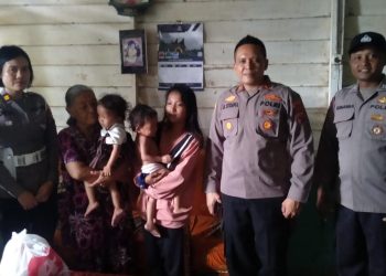 Kapolsek Pagar Merbau Kunjungi Anak Penderita Stunting