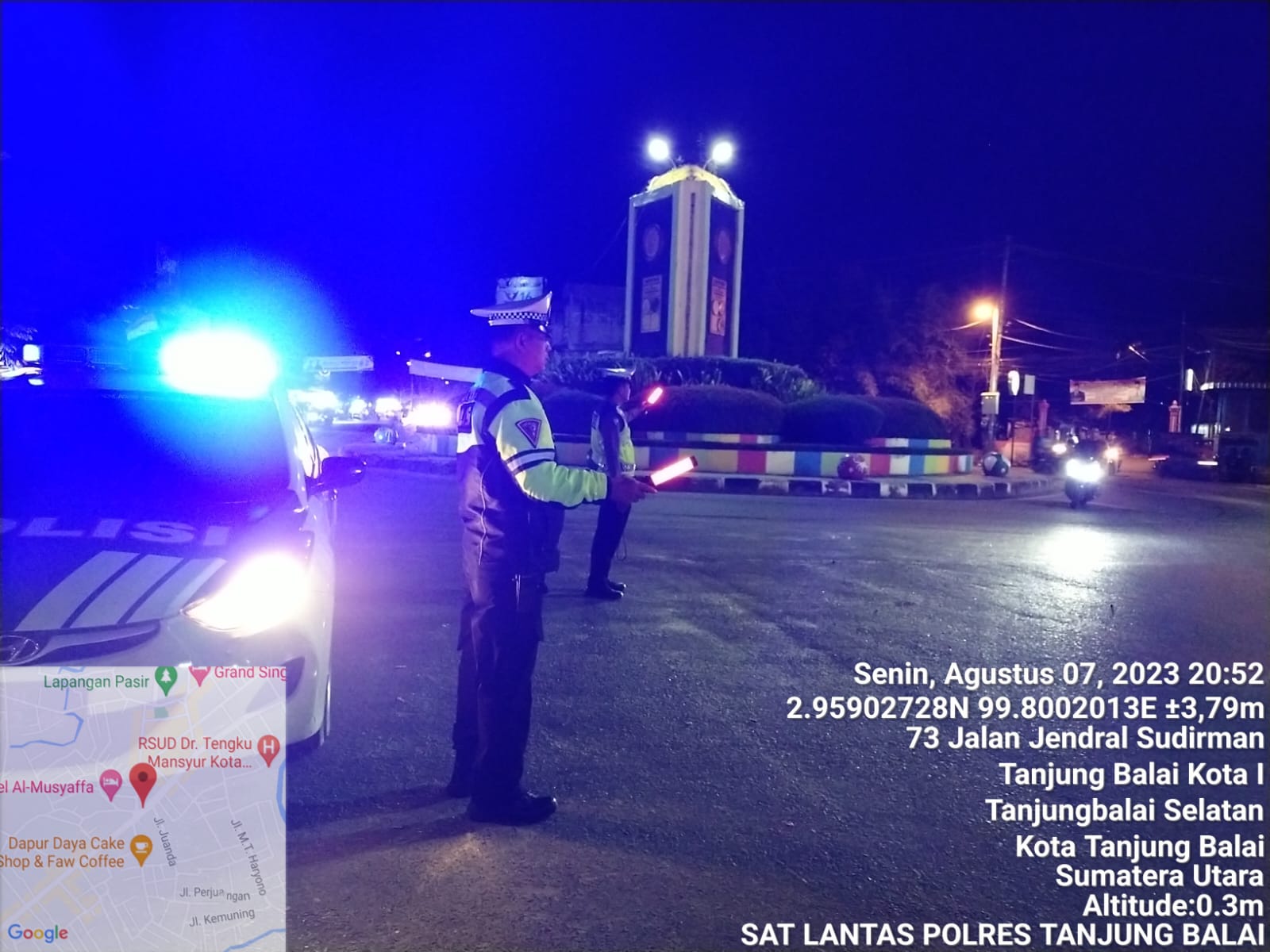 Sat Lantas Polres Tanjungbalai Gelar Blue Light Patrol