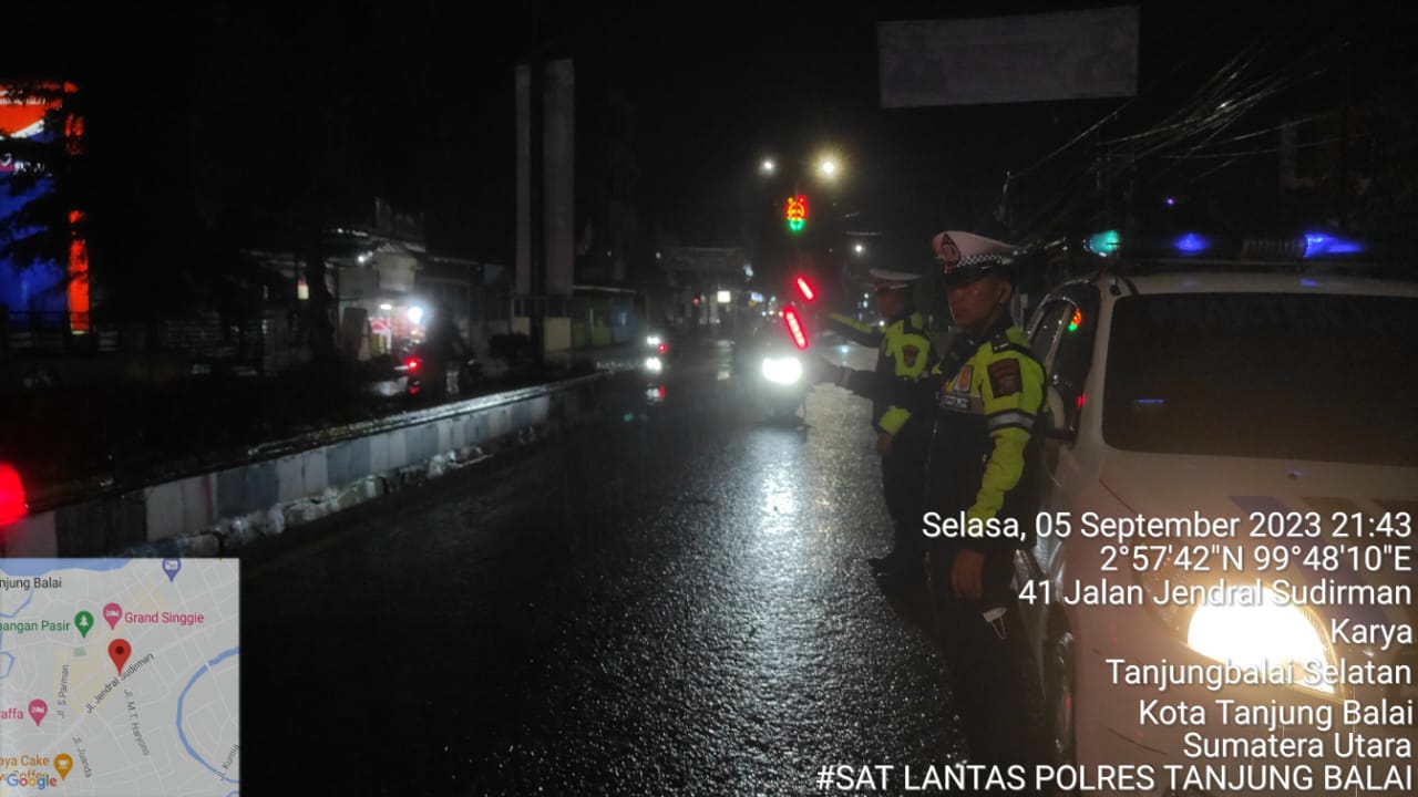 Sat Lantas Polres Tanjungbalai Gelar Blue Light Patrol dan Penjagaan Pada Malam Hari