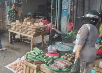 Pantau Situasi Pasar, Babinsa Laksanakan Komsos Dengan Pembeli & Pedagang
