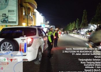 Sat Lantas Polres Tanjungbalai Gelar Blue Light Patrol