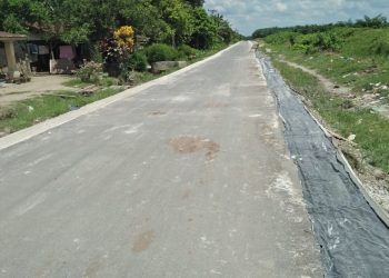 Masyarakat Desa Persatuan dan Bangun Asahan Bersyukur Jalan Mereka di Hotmix