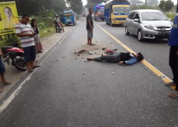 Tabrak Bus Yang Berhenti Mendadak, Pengendara Sepedamotor Luka Parah