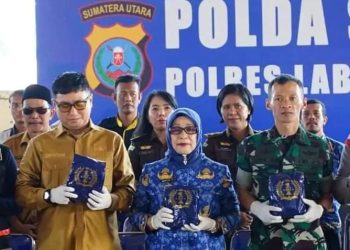 Plt Bupati Labuhanbatu Bersama Unsur Forkopimda Saksikan Pemusnahan Narkoba