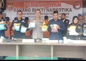 Waka Polres Asahan Pimpin Pemusnahan Barang Bukti Sabu