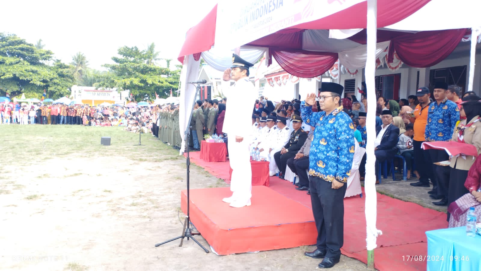 Ribuan Warga Hadiri Upacara Peringatan HUT ke-79 RI di Lapangan Serbaguna Meranti