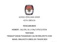 Pengumuman Pendaftaran Pasangan Calon Walikota dan Wakil Walikota Sibolga 2024