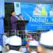 Wakil Bupati Labura, H. Samsul Tanjung, menyampaikan kata sambutan pada acara Tabligh Akbar menyambut Maulid Nabi Muhammad SAW 1446 Hijriyah di Desa Pulo Dogom.