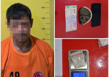 Tersangka beserta barang bukti.