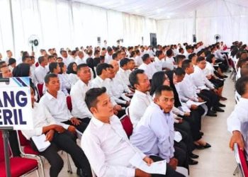 Ribuan Honorer Pemkab Labuhanbatu saat mengikuti ujian PPPK di Deli Serdang.