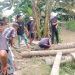Warga Meranti Asahan Gotong Royong Bangun Jembatan Darurat