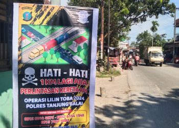 Sat Lantas Polres Tanjungbalai Sampaikan Himbauan Ops Lilin Toba 2024