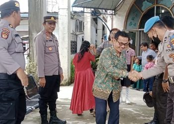 Personel Polres Tanjungbalai Sampaikan Pesan Kamtibmas ke Warga