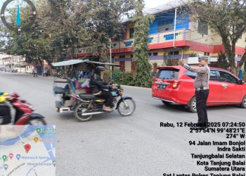Sat Lantas Polres Tanjungbalai Gelar Strong Point