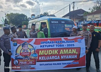 Polres Tanjungbalai Sebarkan Tagline ‘Mudik Aman Keluarga Nyaman’