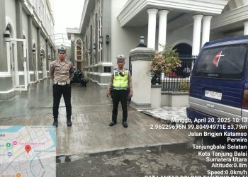 Sat Lantas Polres Tanjungbalai Atur Arus Lalu Lintas Saat Ibadah Minggu Paskah
