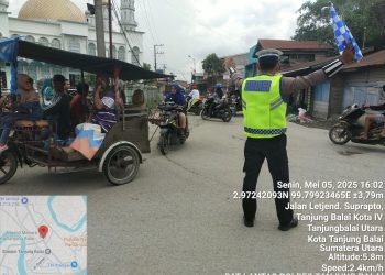 Personel Sat Lantas Polres Tanjungbalai Gelar Patroli Sore