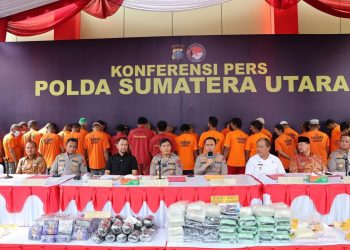 Polda Sumut Bersama Polres Tanjungbalai dan Polres Batubara Konferensi Pers Ungkap Kasus Narkoba di Polres Asahan
