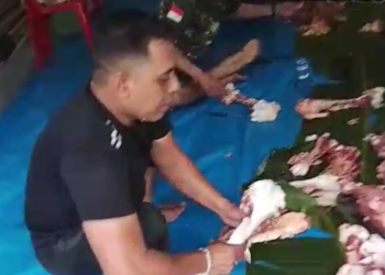 Sabut Idul Adha, DPC Grib Jaya Asahan Bagi Daging Kurban ke Warga