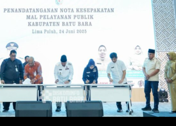 Penandatangan Nota Kesepakatan Mal Pelayanan Publik yang digelar di Aula Kantor Bupati Batubara