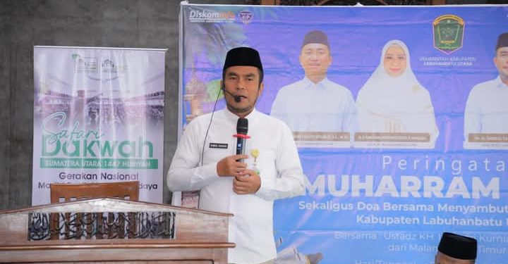 . Samsul Tanjung menyampaikan kata sambutan dalam kegiatan Tahun baru Islam 1 Muharram 1447 H.