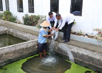 Dukung Ketahanan Pangan, Lapas Labuhan Ruku Tebar 5 Ribu Bibit Lele