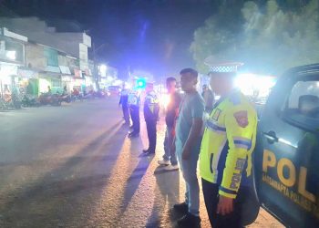 Pastikan Keamanan di Malam Hari, Sat Lantas Polres Tanjungbalai Gelar Blue Light Patrol