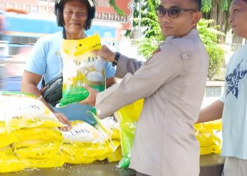 Polsek Tanjungbalai Selatan Gelar Gerakan Pangan Murah, 400 Karung Beras Ludes
