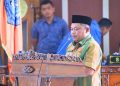 Wakil Bupati Labuhanbatu H Jamri saat menyampaikan sambutan saat Paripurna Laporan Reses di Gedung DPRD Labuhanbatu. 