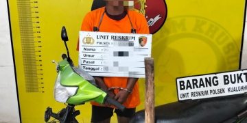 DS, pelaku pembegalan, diamankan di Mapolsek Kualuh Hulu. 
